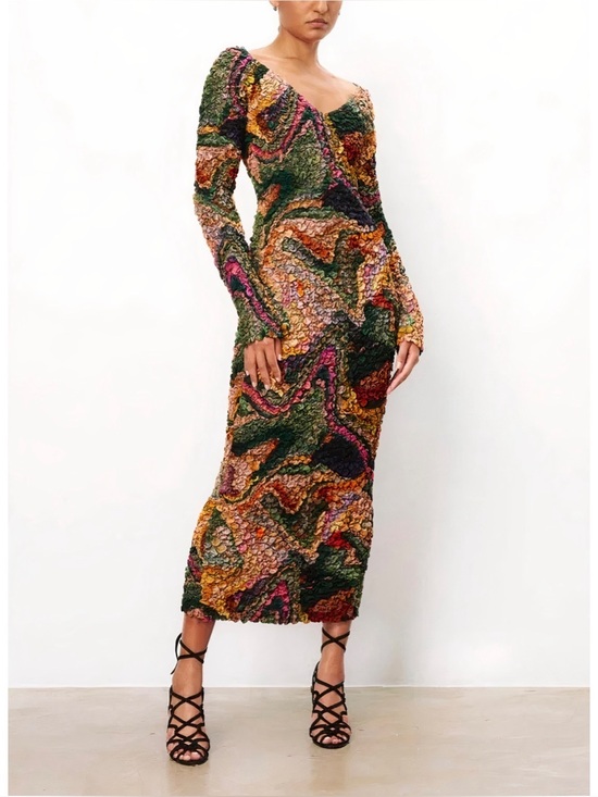 Mara Hoffman Dresses & Skirts - NWOT Mara Hoffman Popcorn Midi Long-Sleeve Eliza Abstract Dress